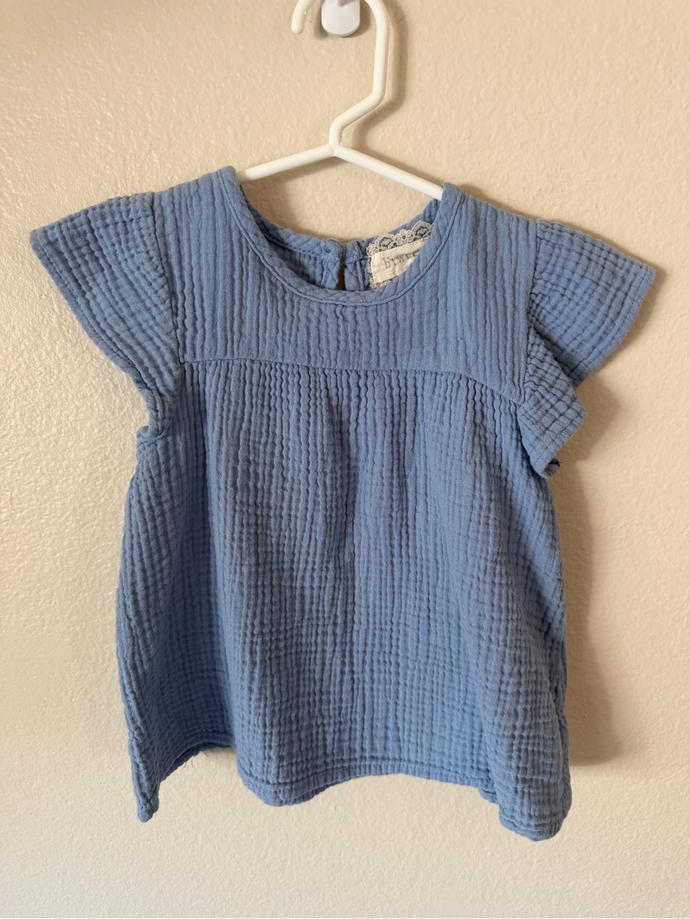 btween Blue Muslin Flutter Sleeve Top